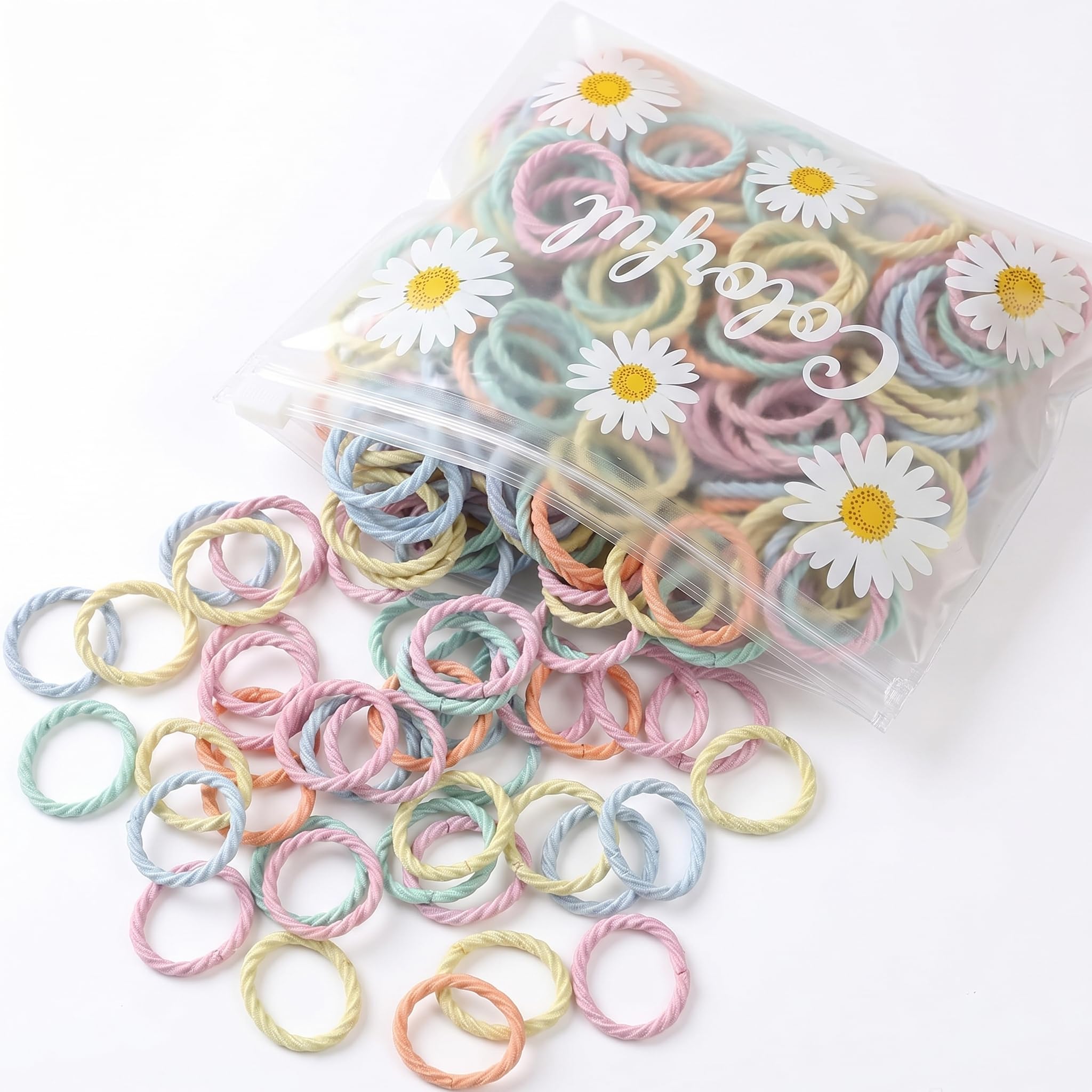 200 Pcs Elastic Baby Hair Bands,Toddler Hair Bobbles,Pastel Striped Hair Ties for Girl & Women,Small Candy Color Seamless Girls Hairbands Ponytail Holders & Hair Accessories for Gentle Daily Styling