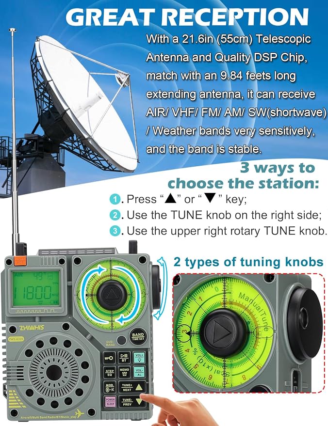 Radio portátil ZHIWHIS ZWS-A320 con Bluetooth y APP miniatura 9