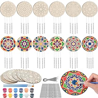 24 Sets Mandala Wind Chimes Craft for Kids Color Your Own Windchime DIY ...