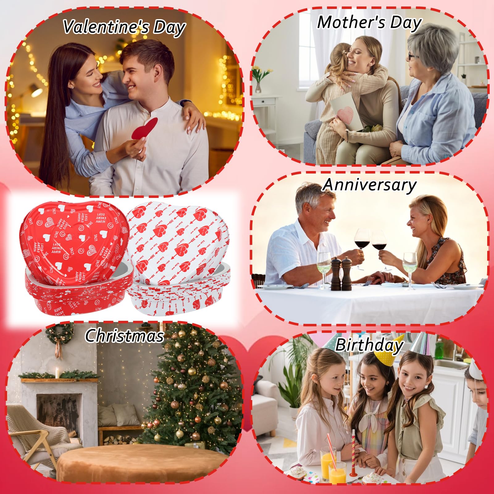 Lot de 24 moules à gâteau en forme de cœur de 623,7 g avec couvercles et fourchette rose - Passe au four - Pour Saint-Valentin, fête de mariage