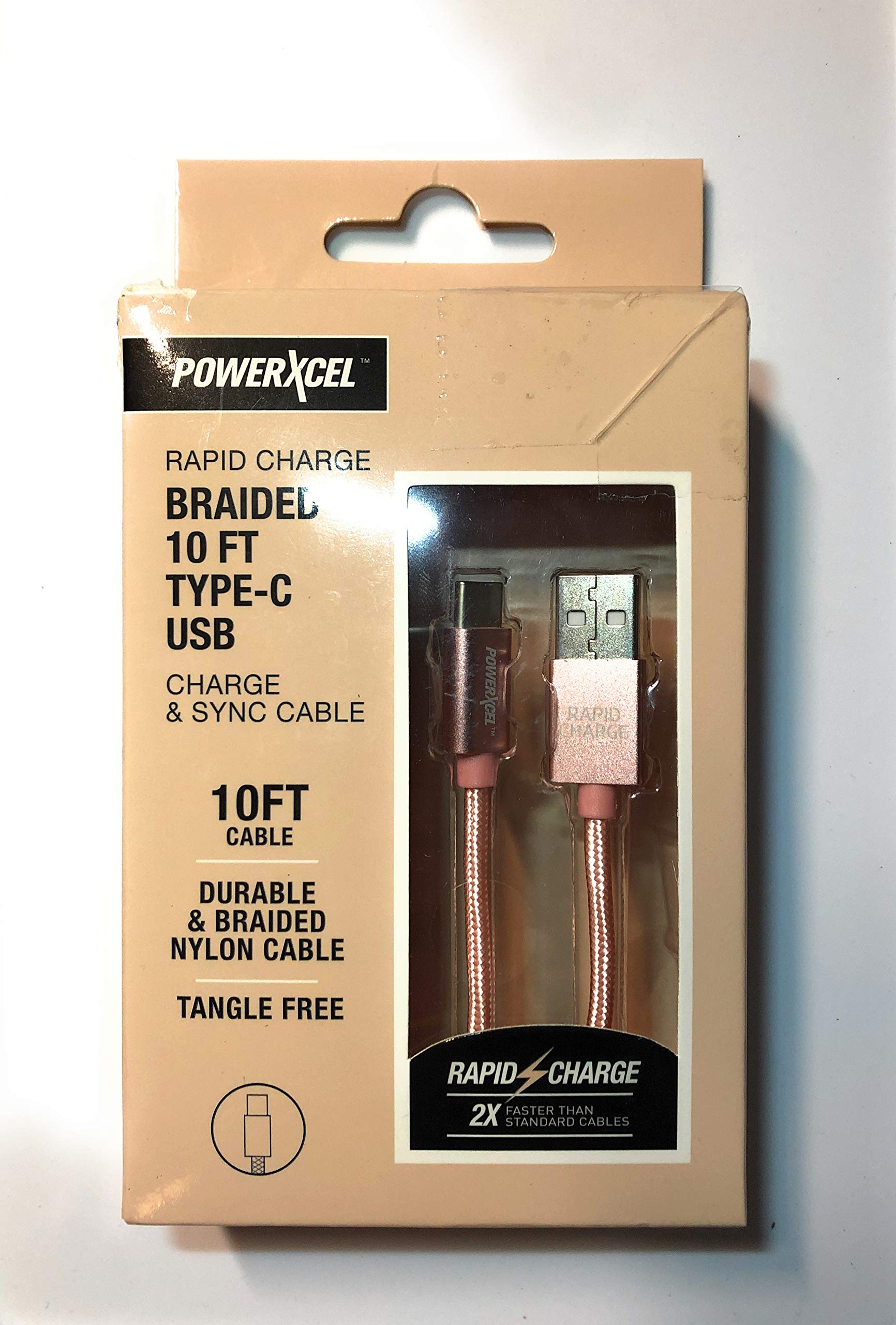 PoweXcel Rapid Charge Braided 10ft Type-C USB