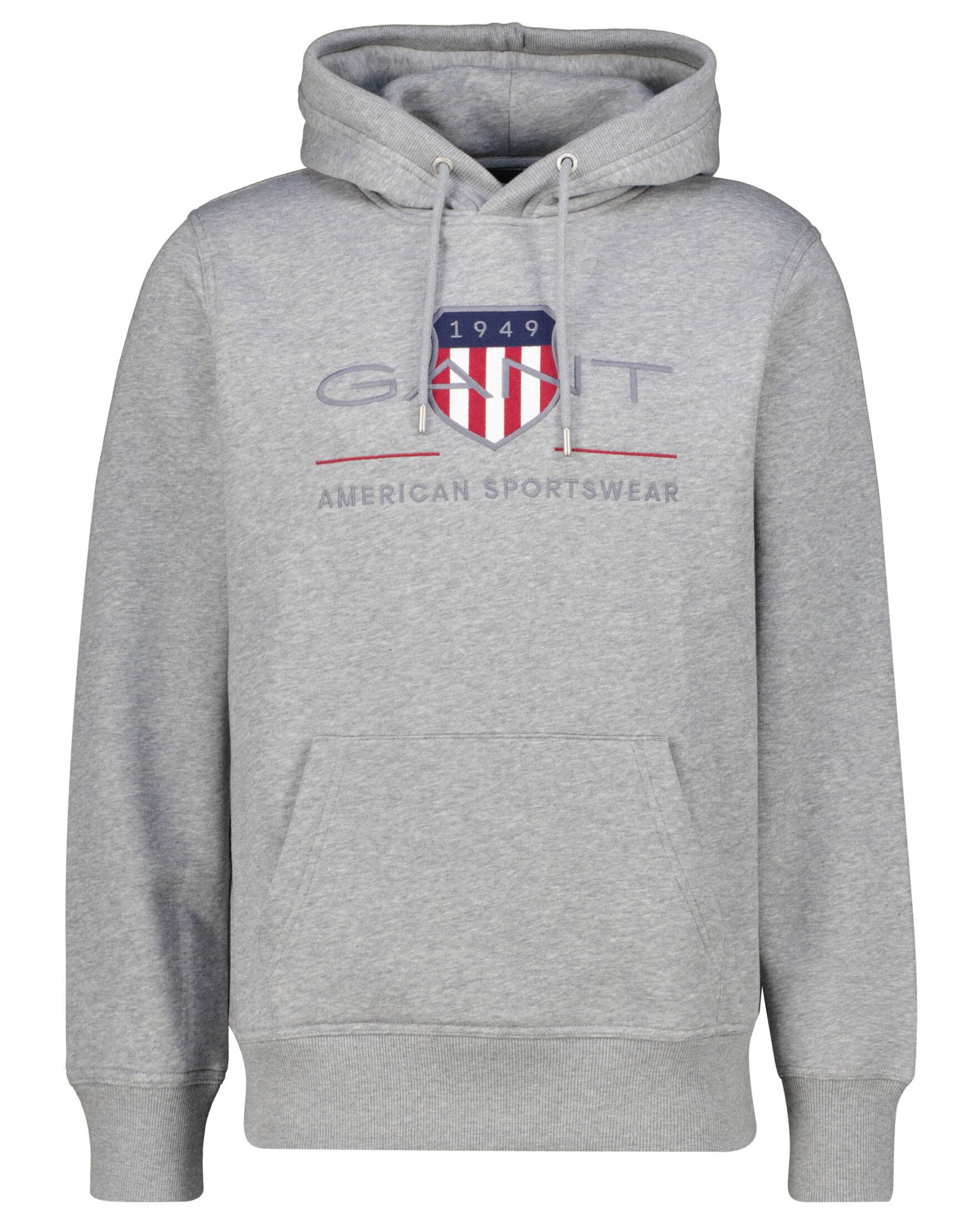 GANT Men's REG Archive Shield Hoodie, Grey Melange, L