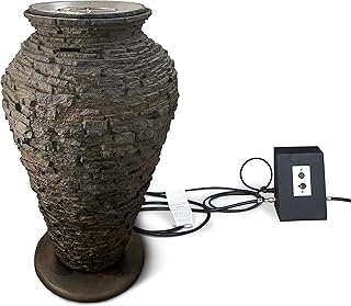 Aquascape Fire and Water Stacked Slate Urn Fountain – Large 55 inches Ou...