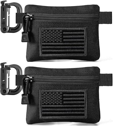Miniatura 8 de FRTKK Paquete de 2 bolsas tácticas compactas EDC militares, bolsa de utilidad Molle, bolsa organizadora de accesorios, monedero, llavero, bolsillo