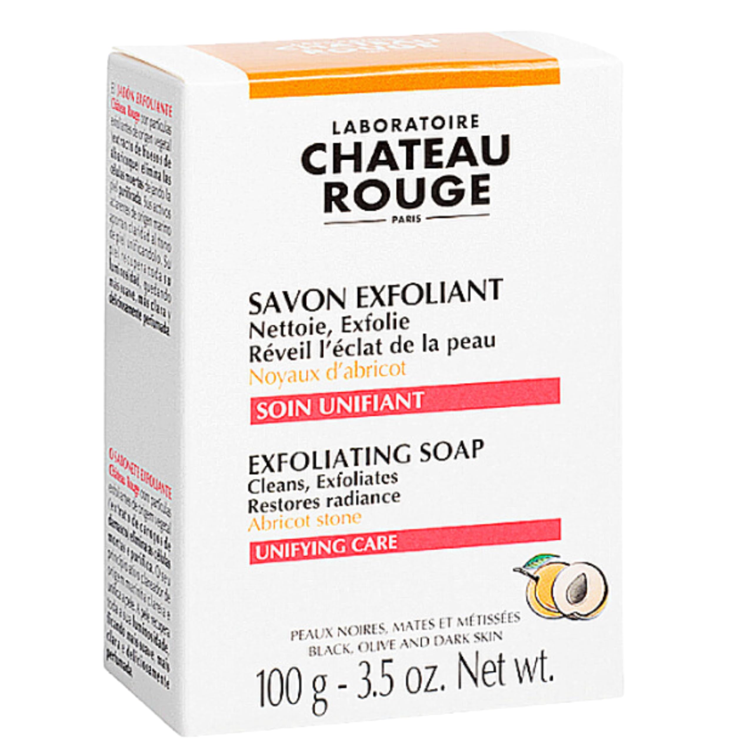 Château Rouge Exfoliating Soap Apricot Kernels 100gCompact by Design (Certified by Amazon)