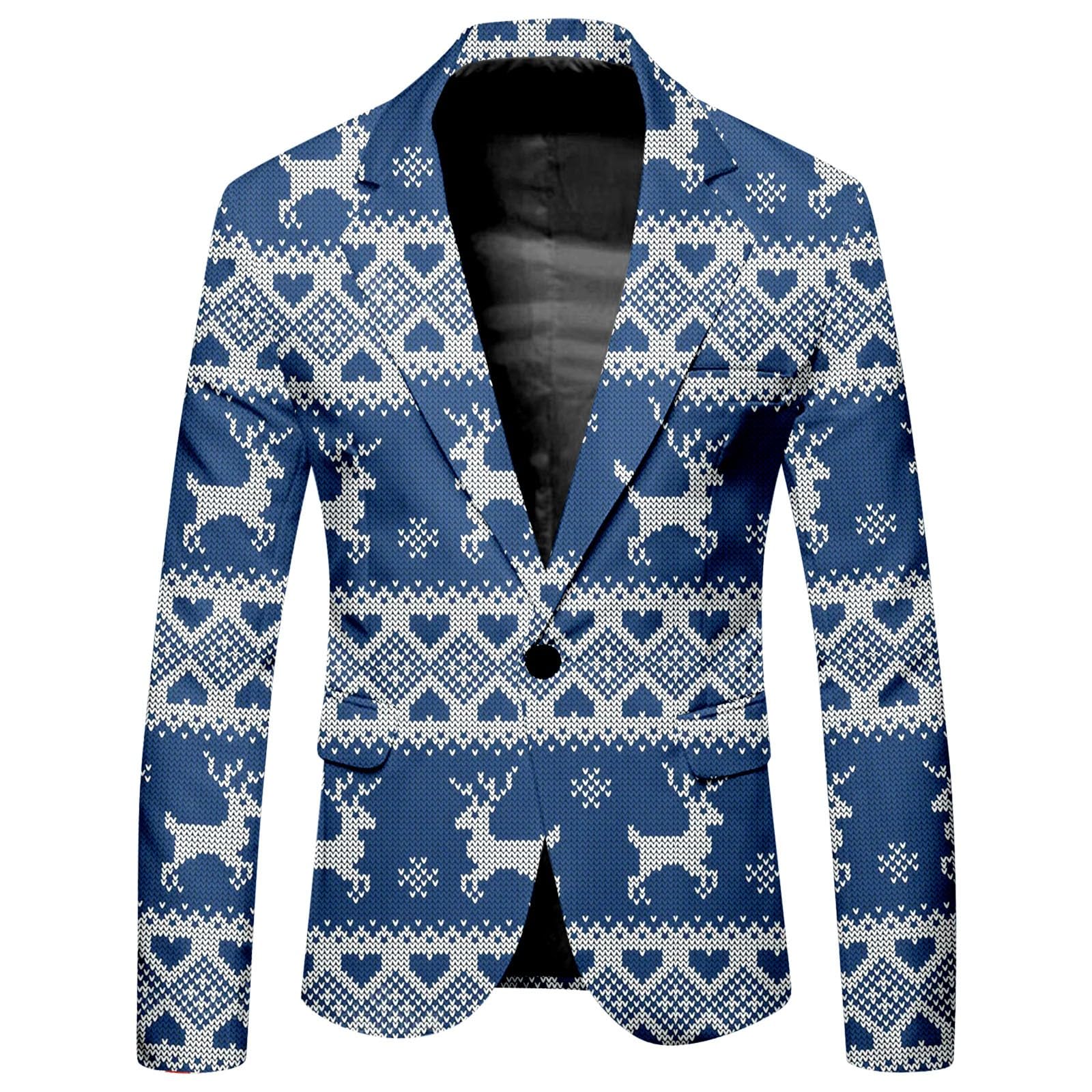 Giacca Uomo Natale-Giacca Natalizia da Uomo Maglietta Casual con Stampa A Tema Natalizio, Girocollo, Motivo A Sangue, Taglie Forti, Tinta Unita, Abbigliamento da Ballo