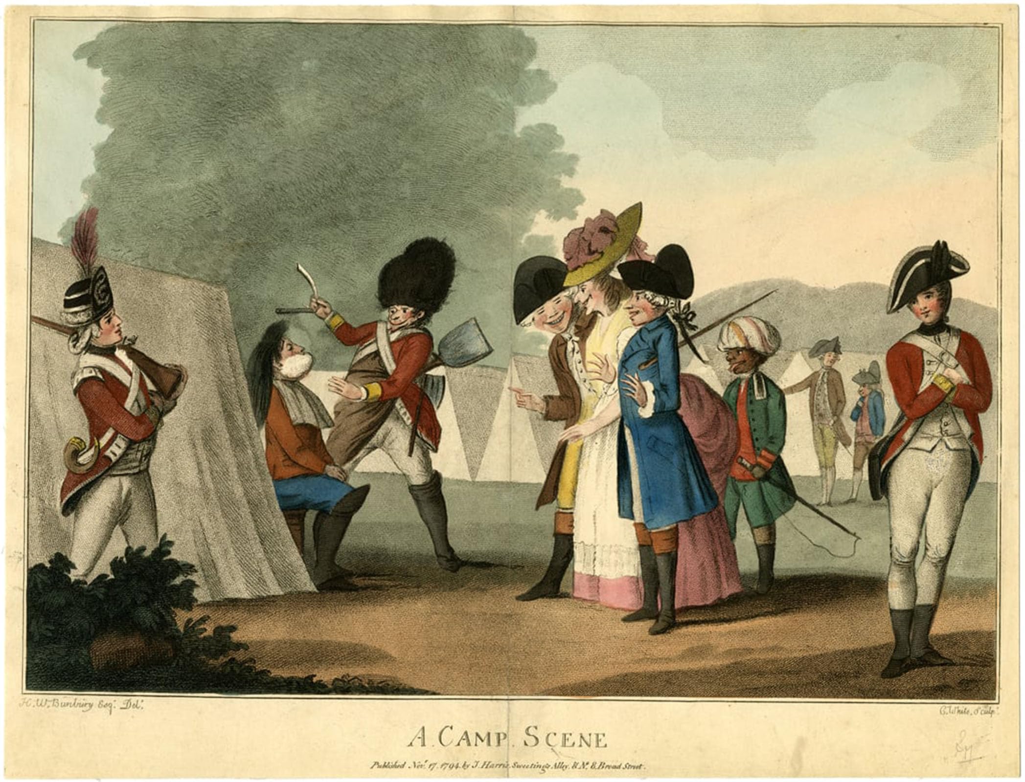 ARTXLXXBN Famous Print Painting Colorful Art Print a Camp Scene by Henry William Bunbury Canvas Art Decorations for Home Decor 60x90cm