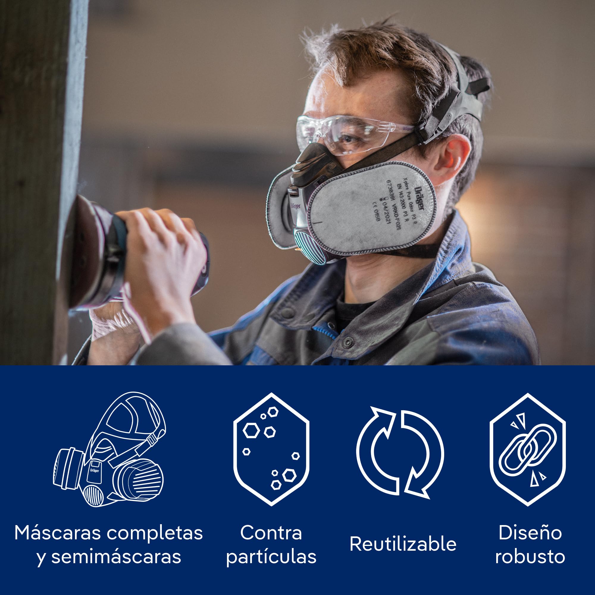 Dräger X-plore Pure P3 contra aerosoles y olores | 10 pares | Cartuchos de repuesto para máscaras completas y semimáscaras X-plore 3300, 3500 y 5500