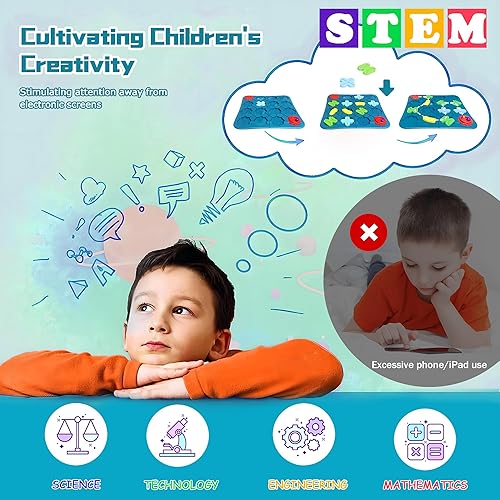 Miniatura 4 de ROHSCE Juguetes STEM Juegos de mesa inteligente lógico constructor de caminos Brain Teasers Juego de rompecabezas, Montessori preescolar juguete de