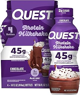 Nutrition Chocolate Protein Shake, 45g Protein, 2g Sugar, 4g Net Carbs, Ready to Drink, Gluten Free, 4 Count