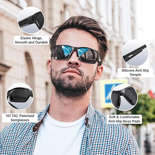 Miniatura 4 de BLBAN Lentes de sol polarizados deportivos para hombres y mujeres, ligeras, marco TR90, béisbol, ciclismo, correr, lentes TAC