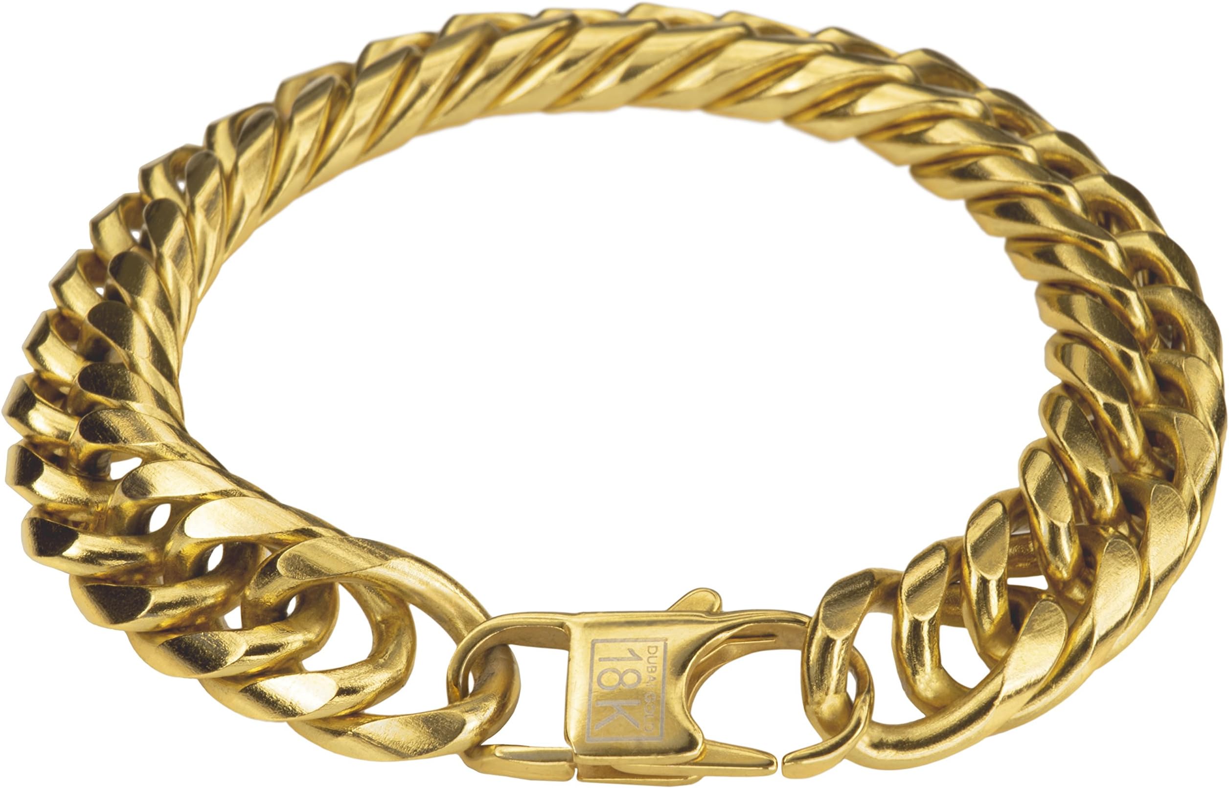 Thick 18k Gold Bracelet Cuban Link Chain for Men + Leatherette Gift Bag