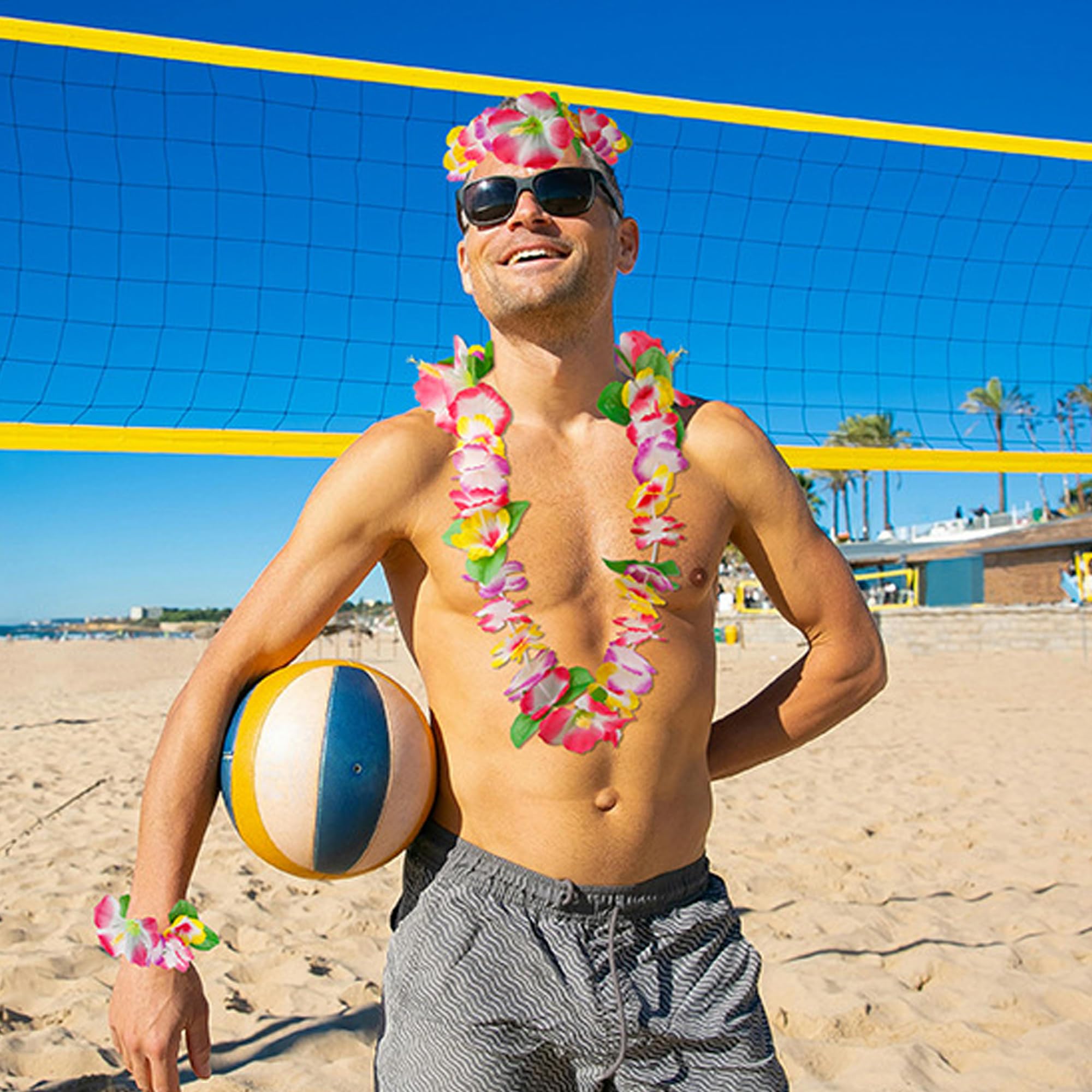 Gonna Hawaiana Con Collana Per Feste - Costume Luau, Spiaggia, Carnevale, 40cm - Foto 6