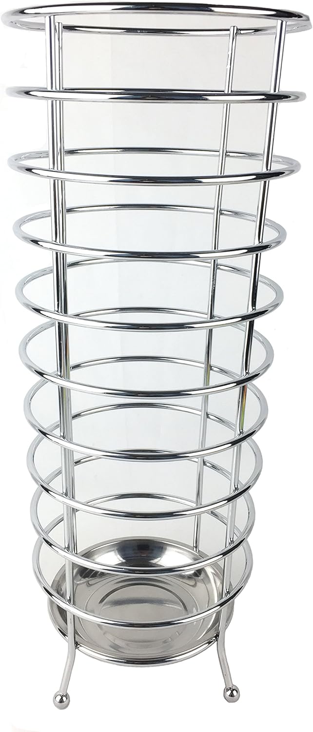 Chrome Open Frame Umbrella Stand with Stainless Steel Base