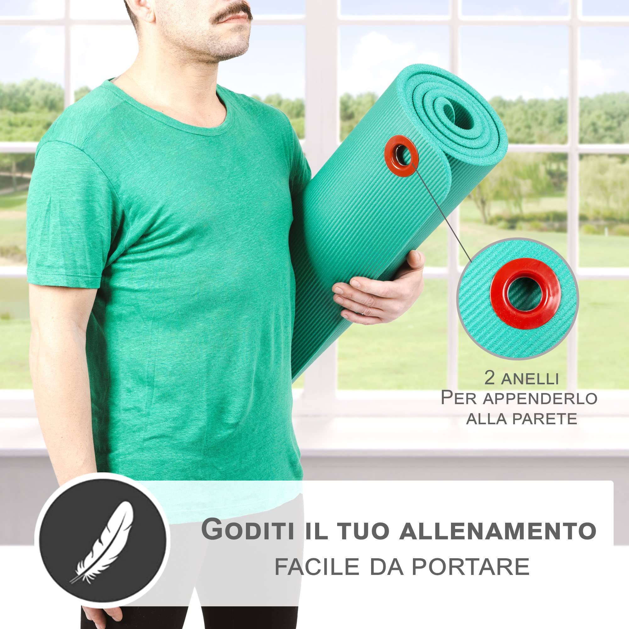 Gima 47080 Materassino con Fori, 180x60x1.6 cm, Verde