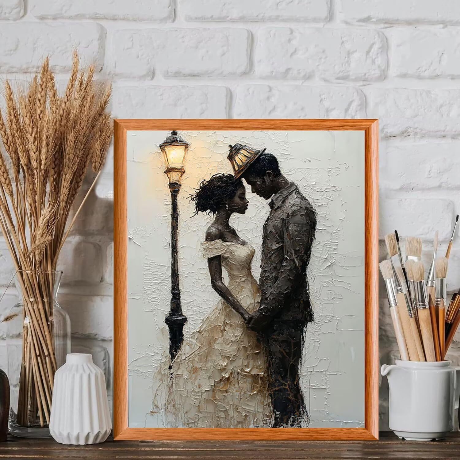 Paar mit Straßenlampe Malen Nach Zahlen Erwachsene Anfänger, 80x100cm c-782 | Handgemalt Ölgemälde Kit für Mädchen Jungen ab 7 8 9 Jahre, Rahmenlos, für die Wanddekoration zu Hause, DIY Acrylmalerei