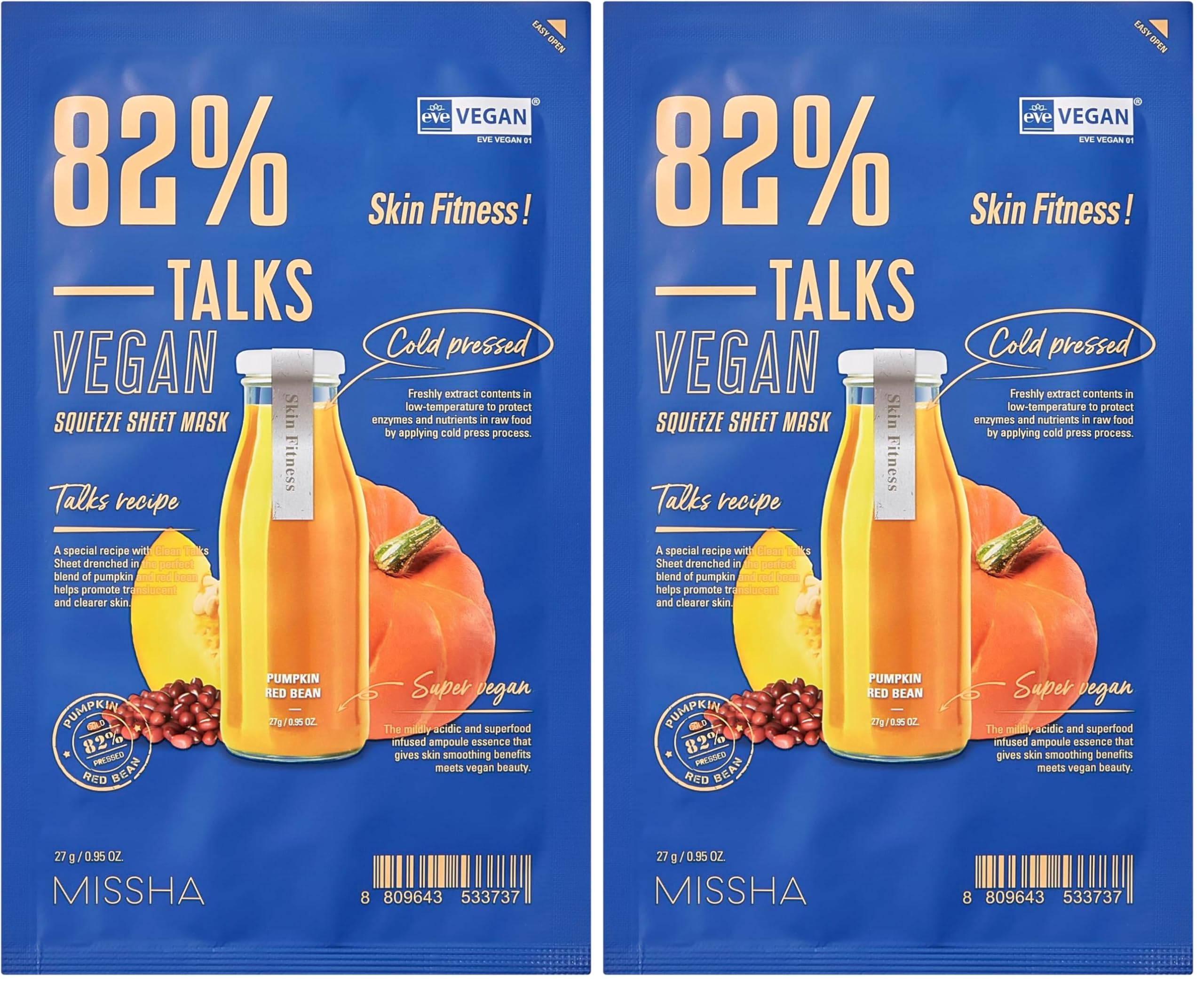 Sağlıklı Bir Görünüm Sunan Vegan Yaprak Maske Talks Vegan Squeeze Sheet Mask (Skin Fitness) 2li paket