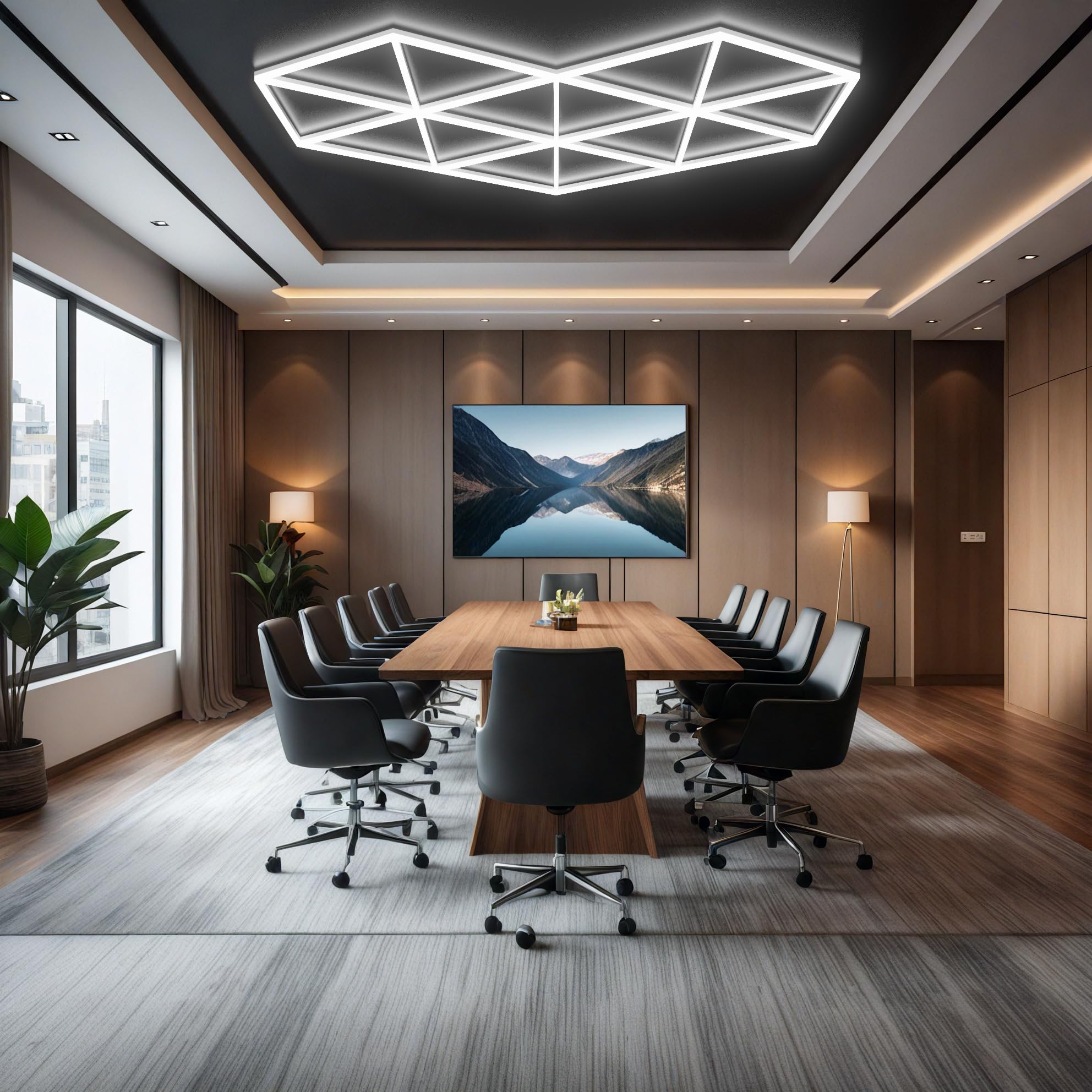 Éclairage LED alvéolé hexagonal en losange, éclairage de garage, salon de coiffure, salle de sport, sous-sol, entrepôt, salon de beauté automobile, activité commerciale.