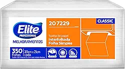PAPEL TOALHA INTERFOLHADO FOLHA SIMPLES ELITE CLASSIC COM 350 FOLHAS, Elite Professional