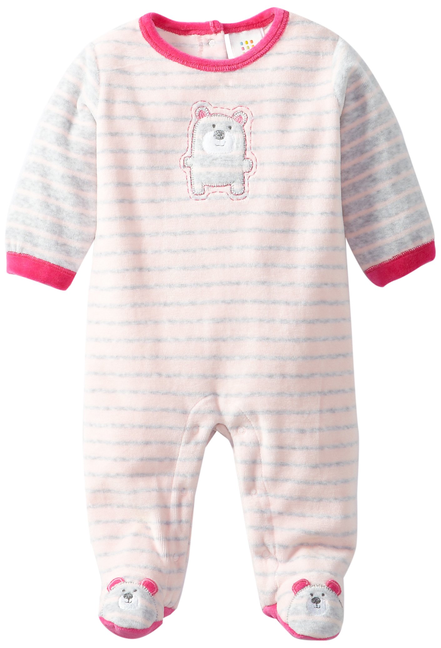 Disney Baby Girls' Newborn Stripe V Footie, 3-6 Months