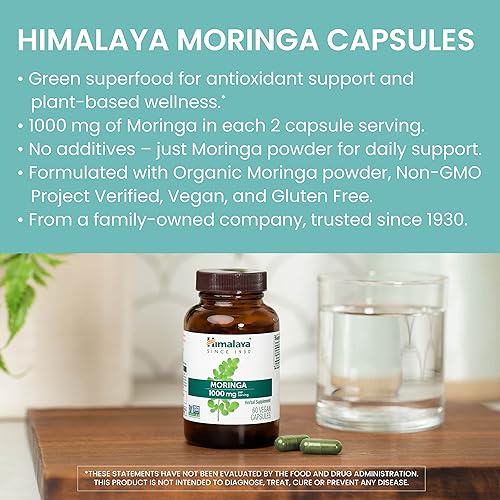 Miniatura 3 de Himalaya Moringa - Suplemento antioxidante de superalimentos a base de hierbas que apoya el bienestar, la vitalidad y el estrés oxidativo, vegano,