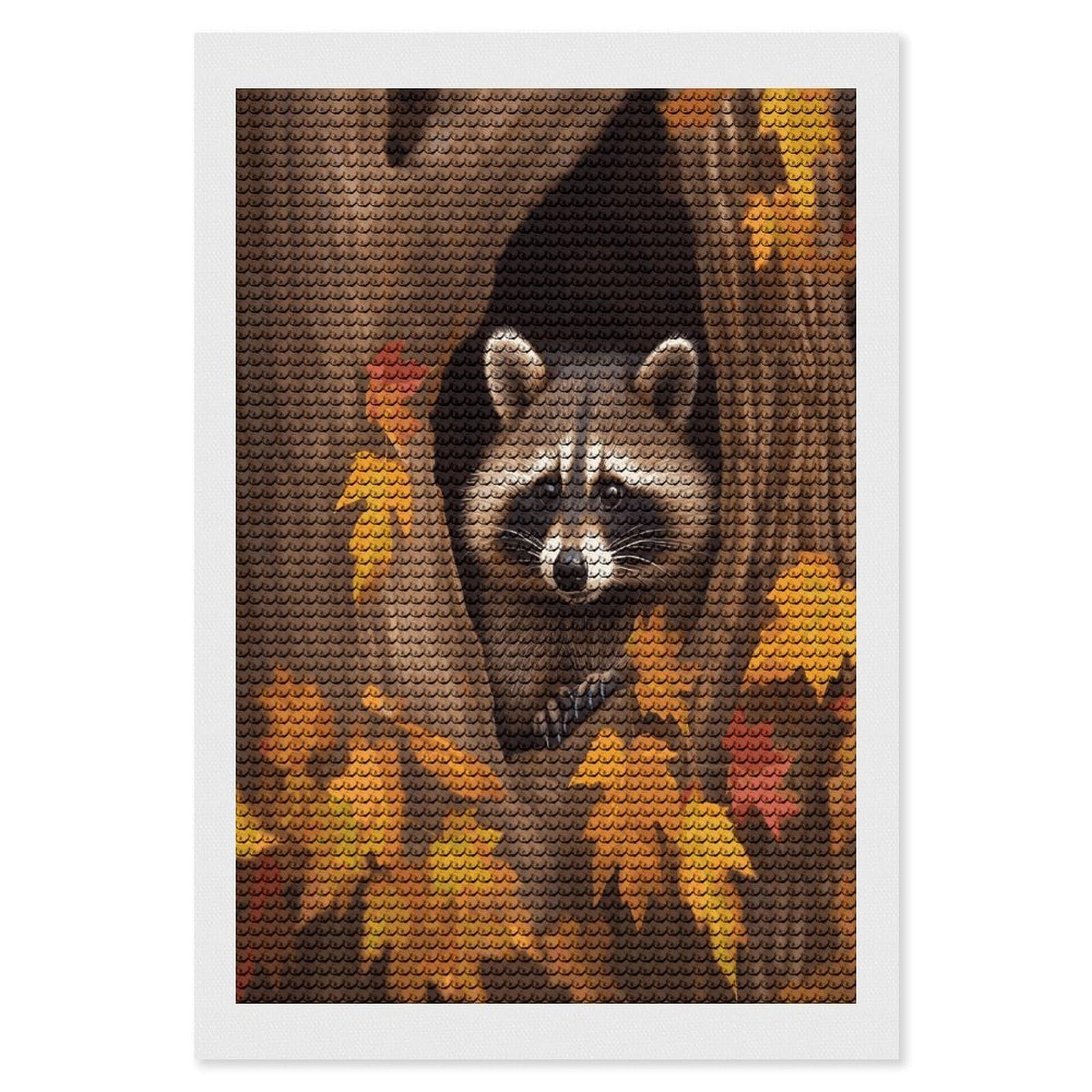 LDGSUPH Raccoon in The Fall Tree Hole Diamond Painting Kits for Adults Paint with Diamond Pictures Art DIY Full Drill Diamond Dots Painting Personalized Diamond Photo for Home Wall Decor Gift 8"x12"