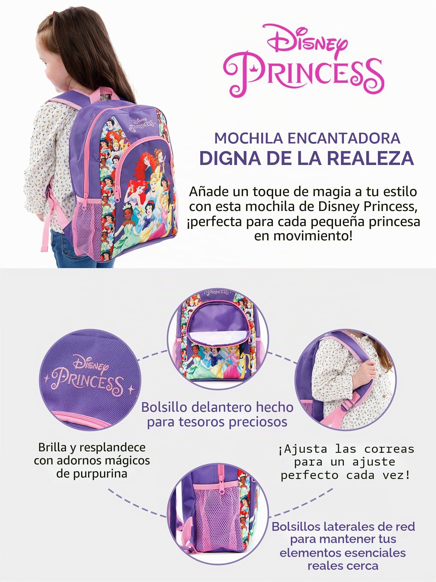 Disney Princesas Mochila Niña | Mochilas Infantiles Princesa | Bolso Escolar