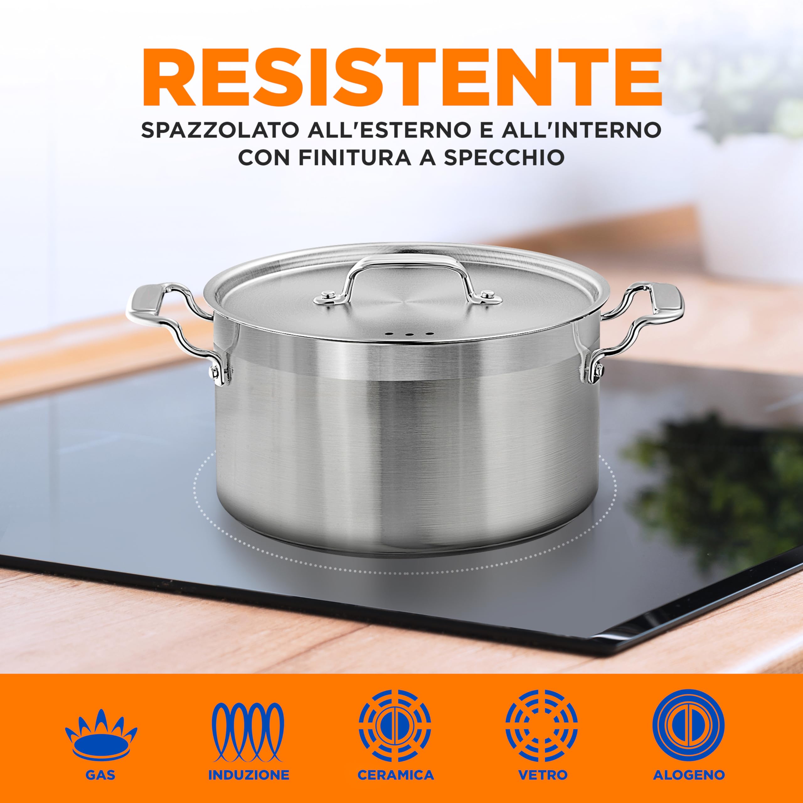 NutriChef Casseruola Acciaio Inox 1,9L Con Coperchio In Vetro – Rivestimento Antiaderente A Nido D’ape, Resistente A Graffi, Adatta A Induzione E Forno Fino A 232°C