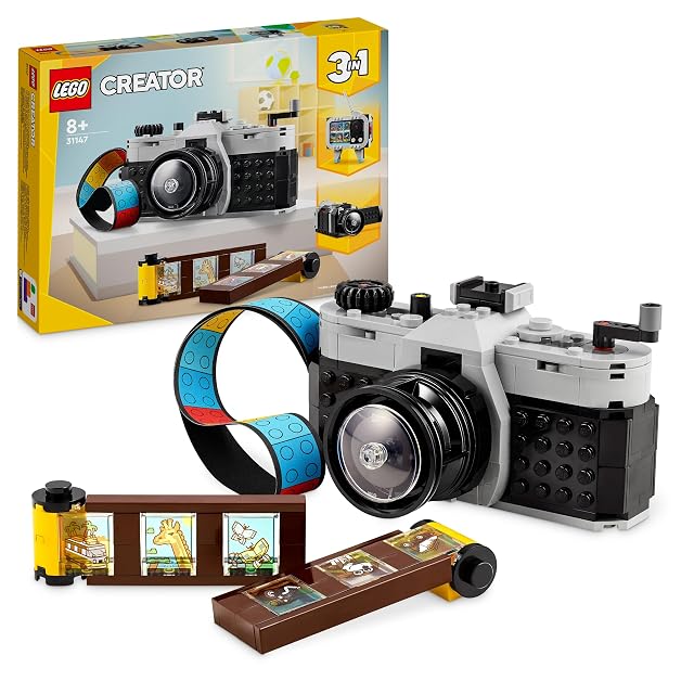 LEGO Creator 3 en 1 Cámara Retro de Juguete Convertible en Videocámara y Televisor, Decoración para Dormitorio y Accesorio de Escritorio, Regalo de Fotografía para Niños y Niñas de 8 Años o Más 31147