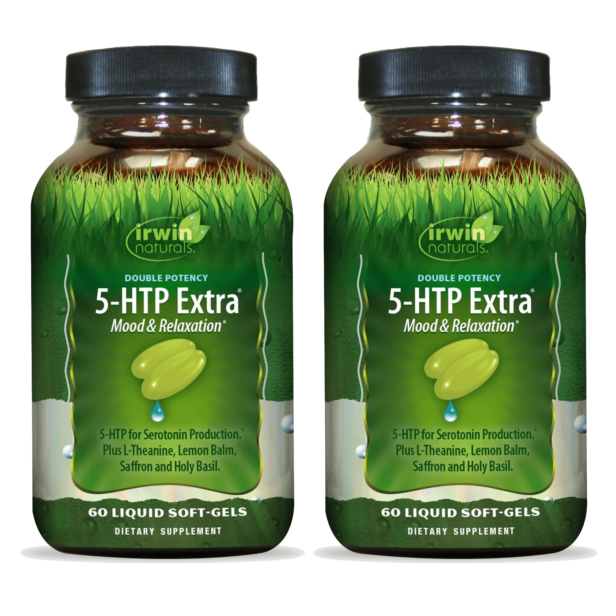Double Potency 5-HTP Extra - 60 Liquid Soft-Gels, Pack of 2 - for Relaxation & Serotonin Production - 60 Total Servings