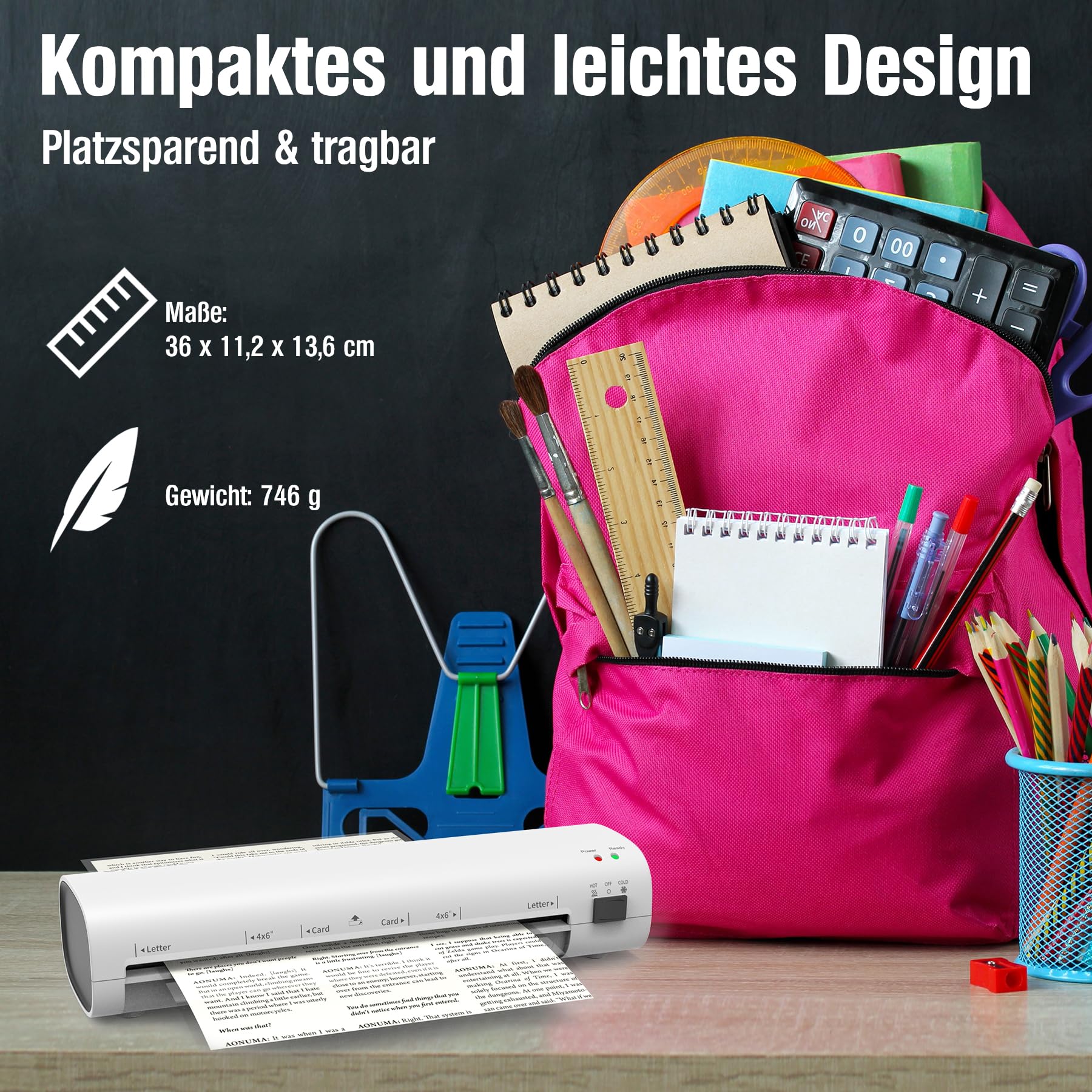 A4 Laminiergerät, 4 in 1 Heiß- und Kaltlaminierung, Laminiergerät mit 15 Laminierfolien, Eckenrunder, Papierschneider, ABS-Funktion Anti-Stau, 80-125 Mic, für Büro, Schule, Zuhause-Weiß
