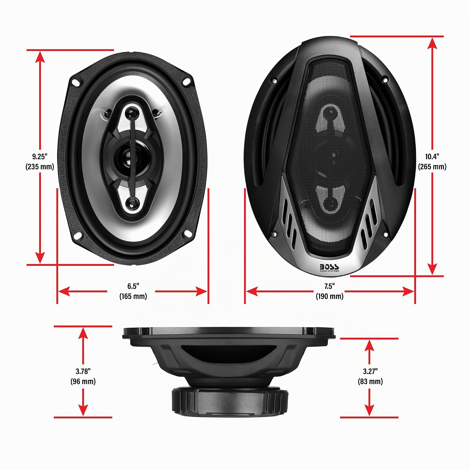 BOSS NX694 altavoz audio De 4 vías 800 W - Altavoces para coche (De 4 vías, 800 W, 4 Ω, 92 dB, 45 - 20000 Hz, 8,38 cm)
