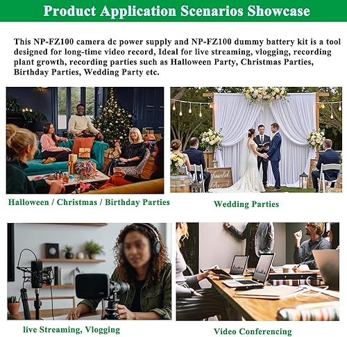 Miniatura 3 de Gonine NP-FZ100 A7III - Kit de adaptador de CA de fuente de alimentación continua para cámaras Sony Alpha A7IV A6600 A7SIII A7C A1 FX3 A7R3 A7R IV,