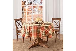 Elrene Home Fashions Hawley Plaid Fall/Harvest/Thanksgiving Oval Tablecloth, 60"x84"