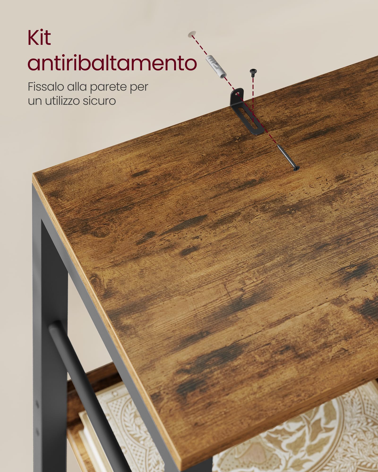 VASAGLE Libreria a 6 Ripiani, Scaffale Portaoggetti, 30 x 40 x 178 cm, Scaffalatura in Stile Industriale, per Soggiorno, Studio, Ufficio, Marrone Vintage e Nero Inchiostro LLS168KD01