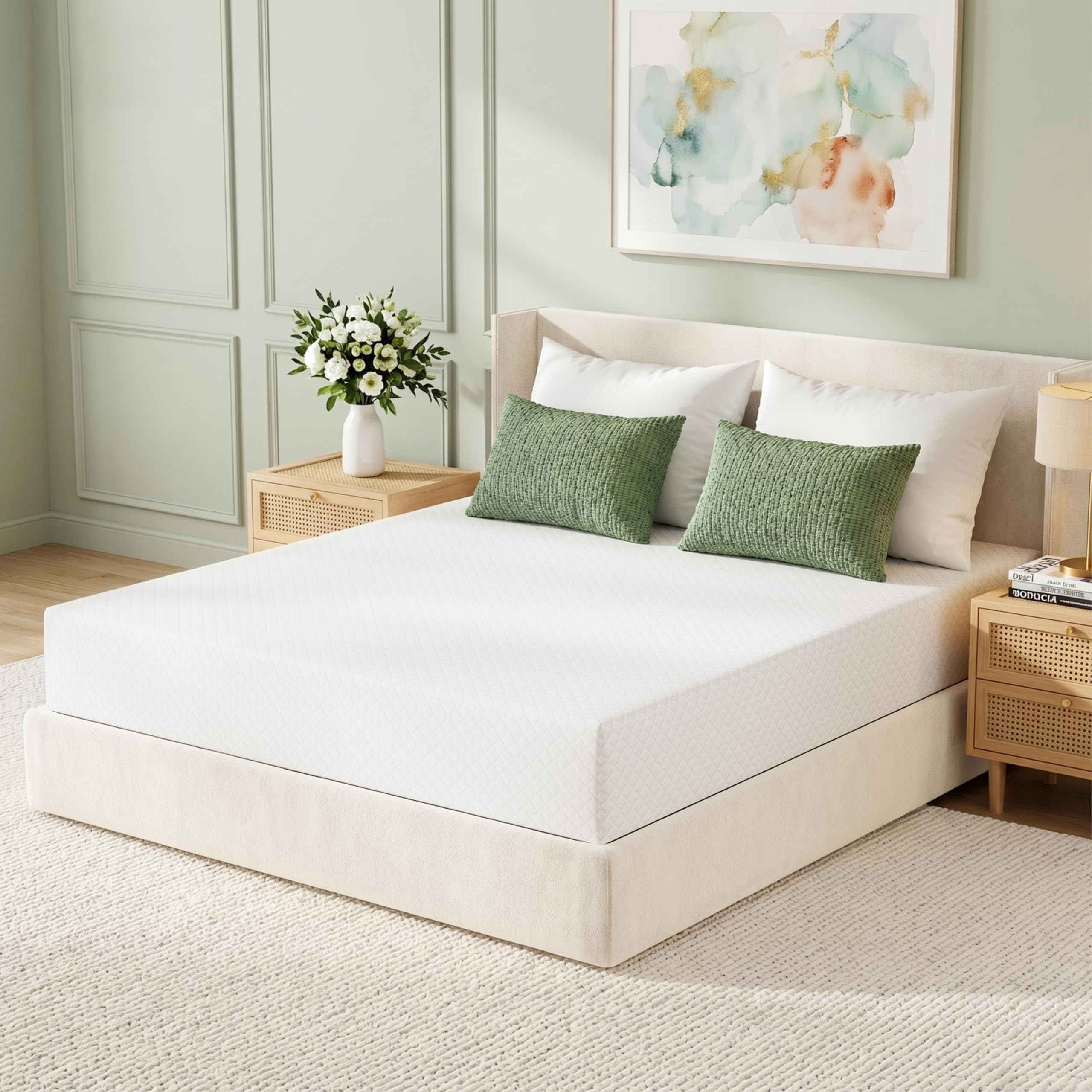 EGOHOME Queen Mattress 12 Inch, Green Tea Memory Foam Mattress, Medium Firm — product photo