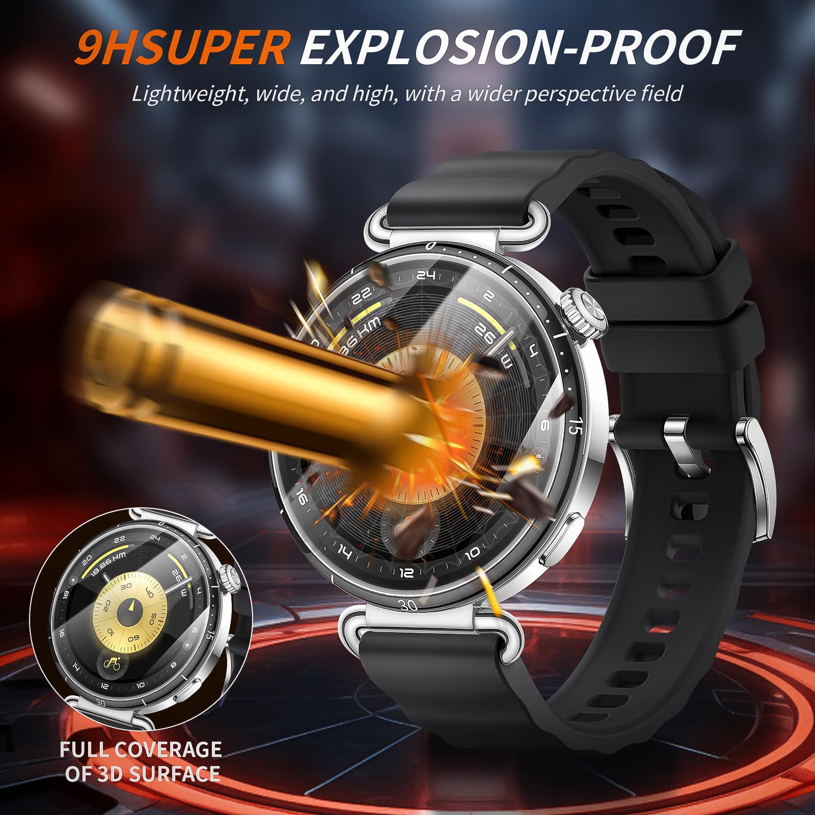 Diruite 4 Sztuki Ochraniacz Ekranu do HUAWEI Watch GT 6 41mm,HD Anti-Scratch Szkło Hartowane Folia Ochronna Smart Watch,41mm