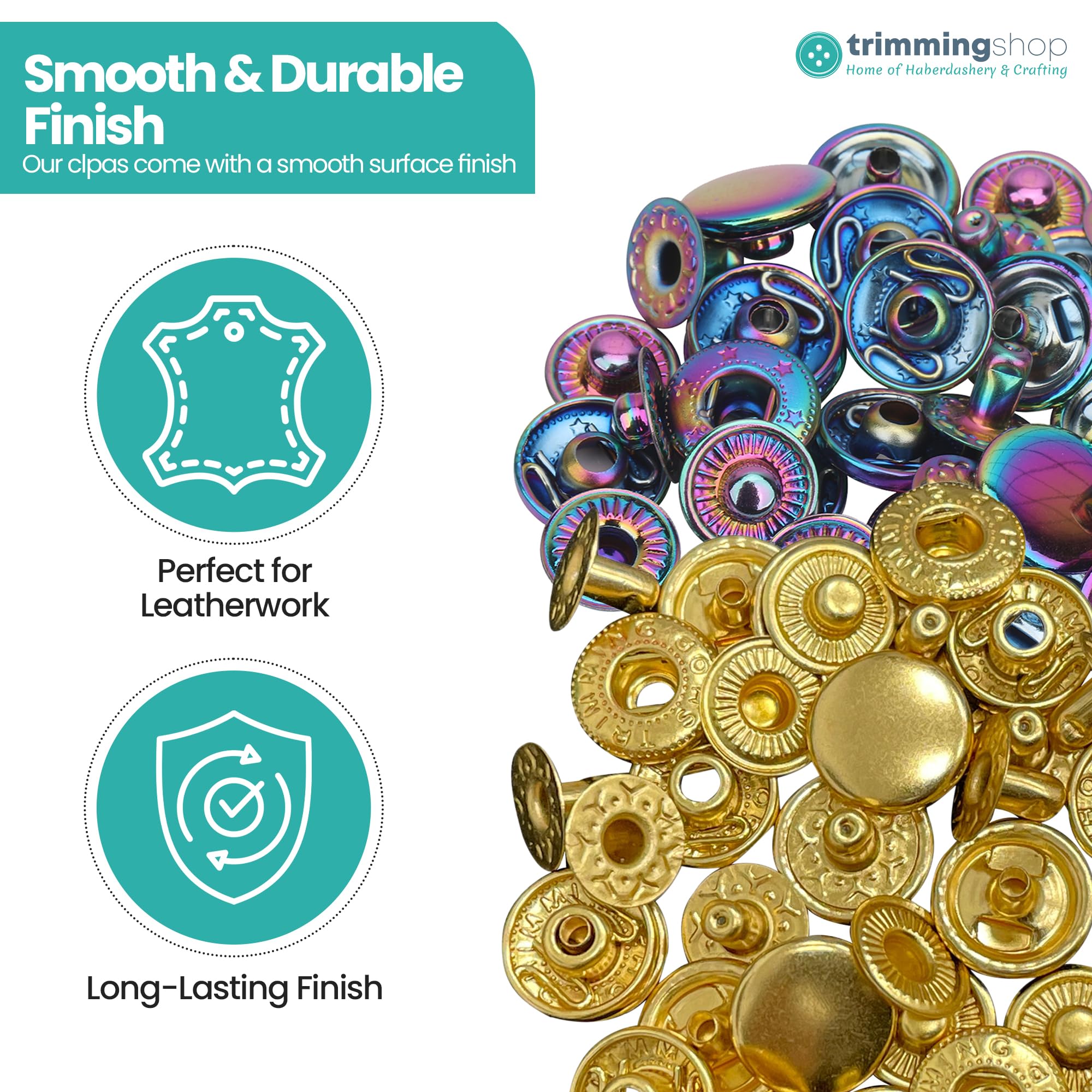 Trimming Shop Kit de cierre de cuero para manualidades, remaches tubulares de doble tapa de 8 mm, pernos de resorte en S de 15 mm, cierres magnéticos de 14 mm y caja de almacenamiento apilable para