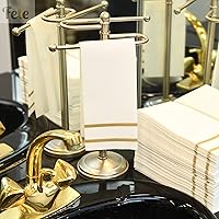 Vista 7 de Fete Toallas de mano decorativas desechables, diseño dorado, 100 toallas de invitados de lino – Cena formal, aniversario y servilletas de boda