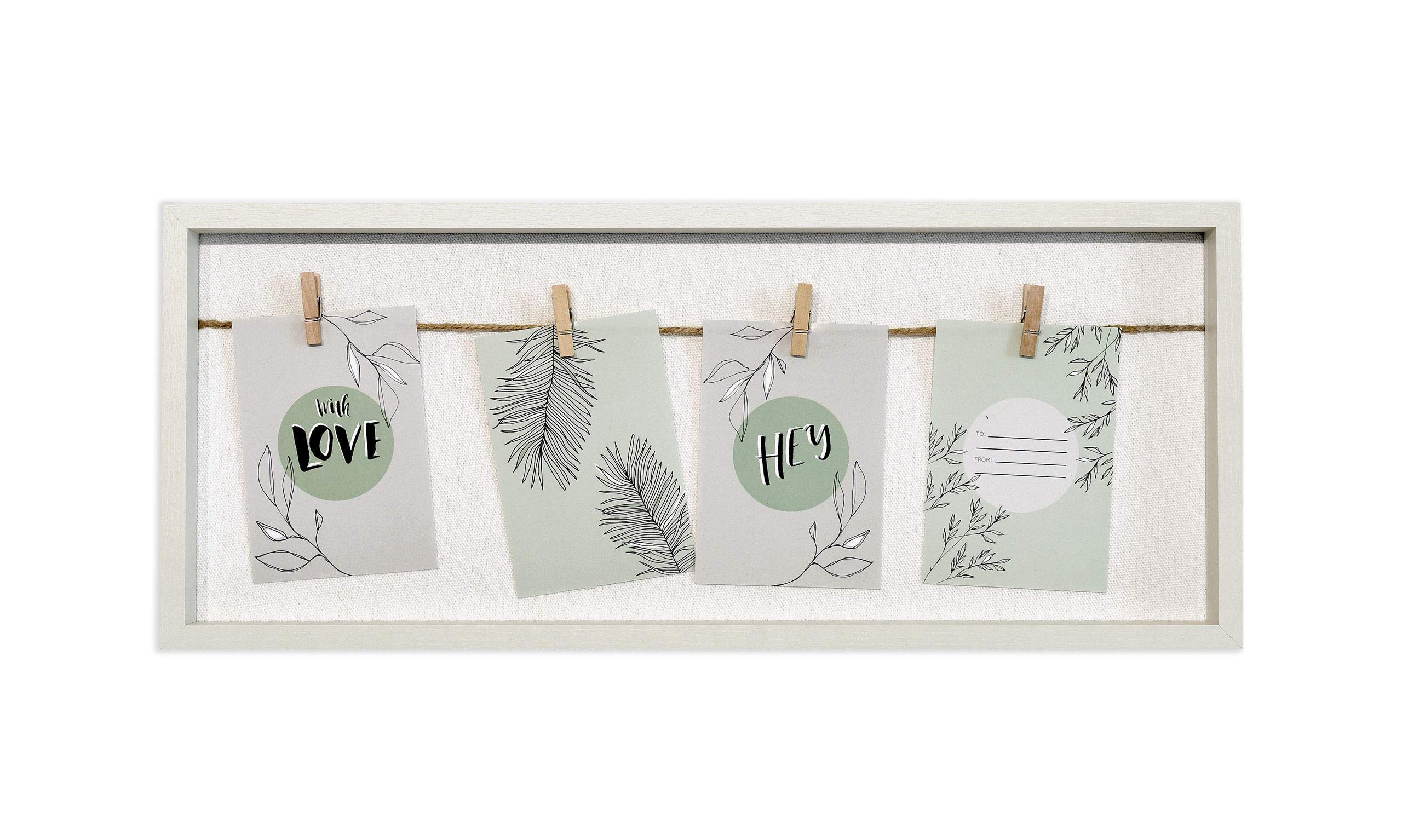 Accent By Nielsen White Collage Photo Frame For 4 Postcard-Size 9X13 Cm Pictures – Clothesline Display With Pegs
