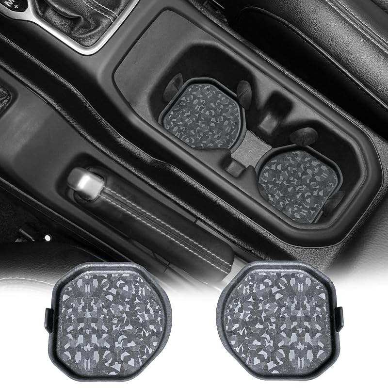 Kit de porta-copos para Jeep Wrangler JL JLU 2018–2026 e Gladiator JT 2020–2026 em silicone preto, 2 peças