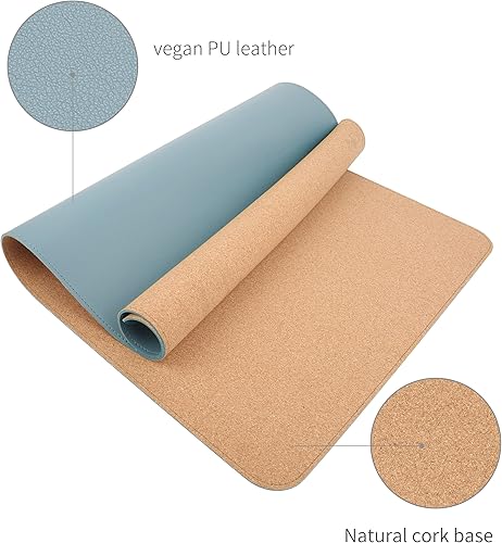 Miniatura 2 de RENMTURE Alfombrilla de escritorio de doble cara, corcho natural y piel sintética, alfombrilla grande para mouse para oficina y trabajo en casa,