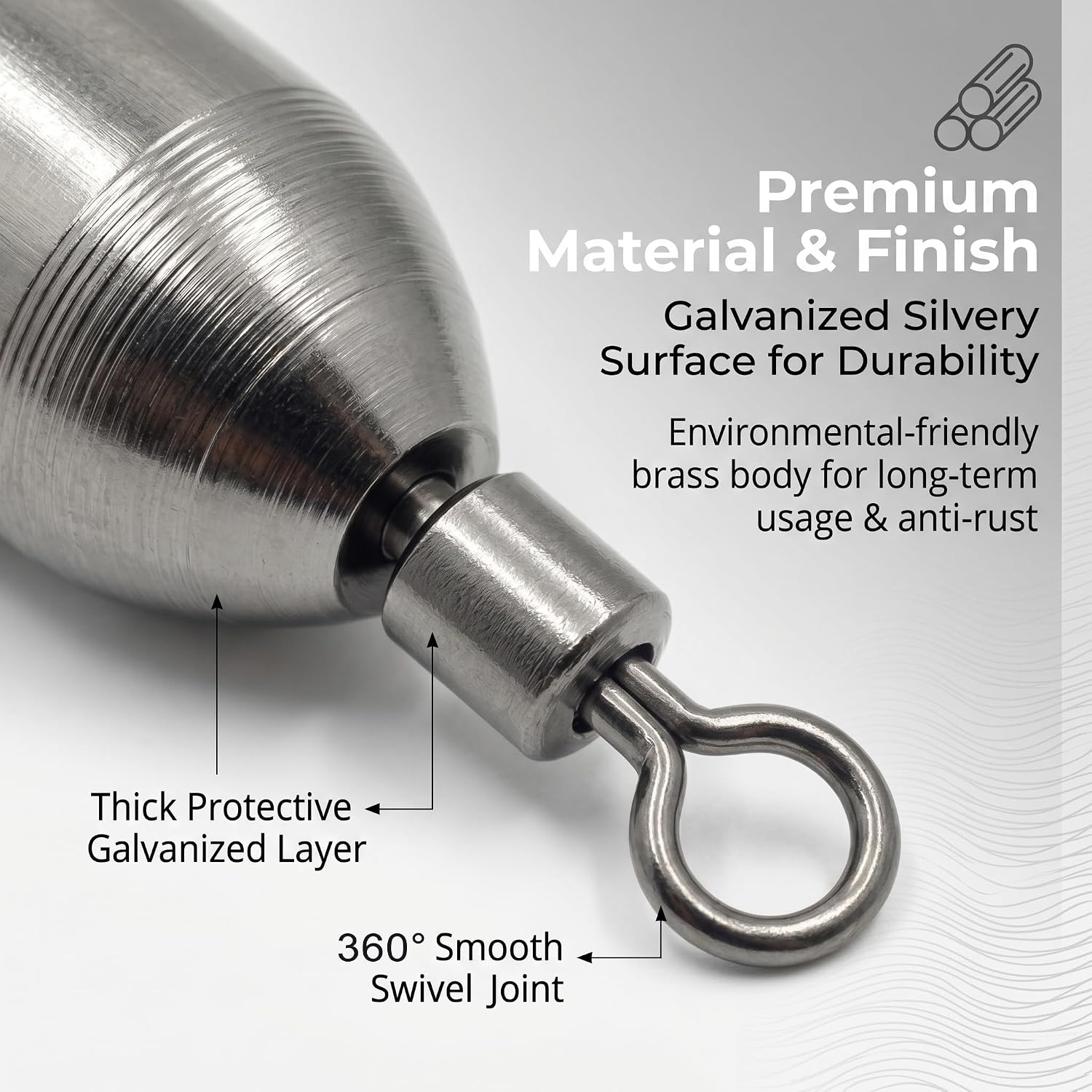 Brass Fishing Weights Swivel Bullet Fishing Sinkers with Rolling Swivel | Integrated Fishing Weights Swivel,Brass Sinker,Environmental Friendly,Quick Set Up,Saltwater & Freashwater Avaliable,Antirust