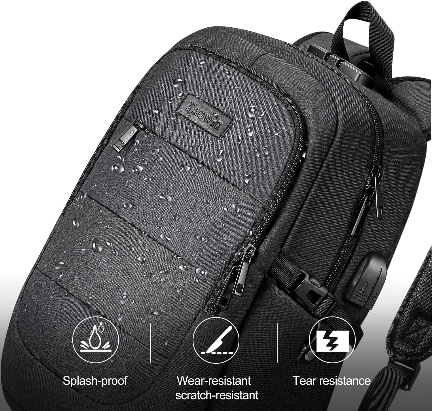 Travel Laptop Backpack Water Resistant Anti Theft Bag with USB Charging Port and Lock 14 15.6 Inch Computer Business Backpacks for Women Men College School Student Gift,Bookbag Casual Hiking Daypack Photo