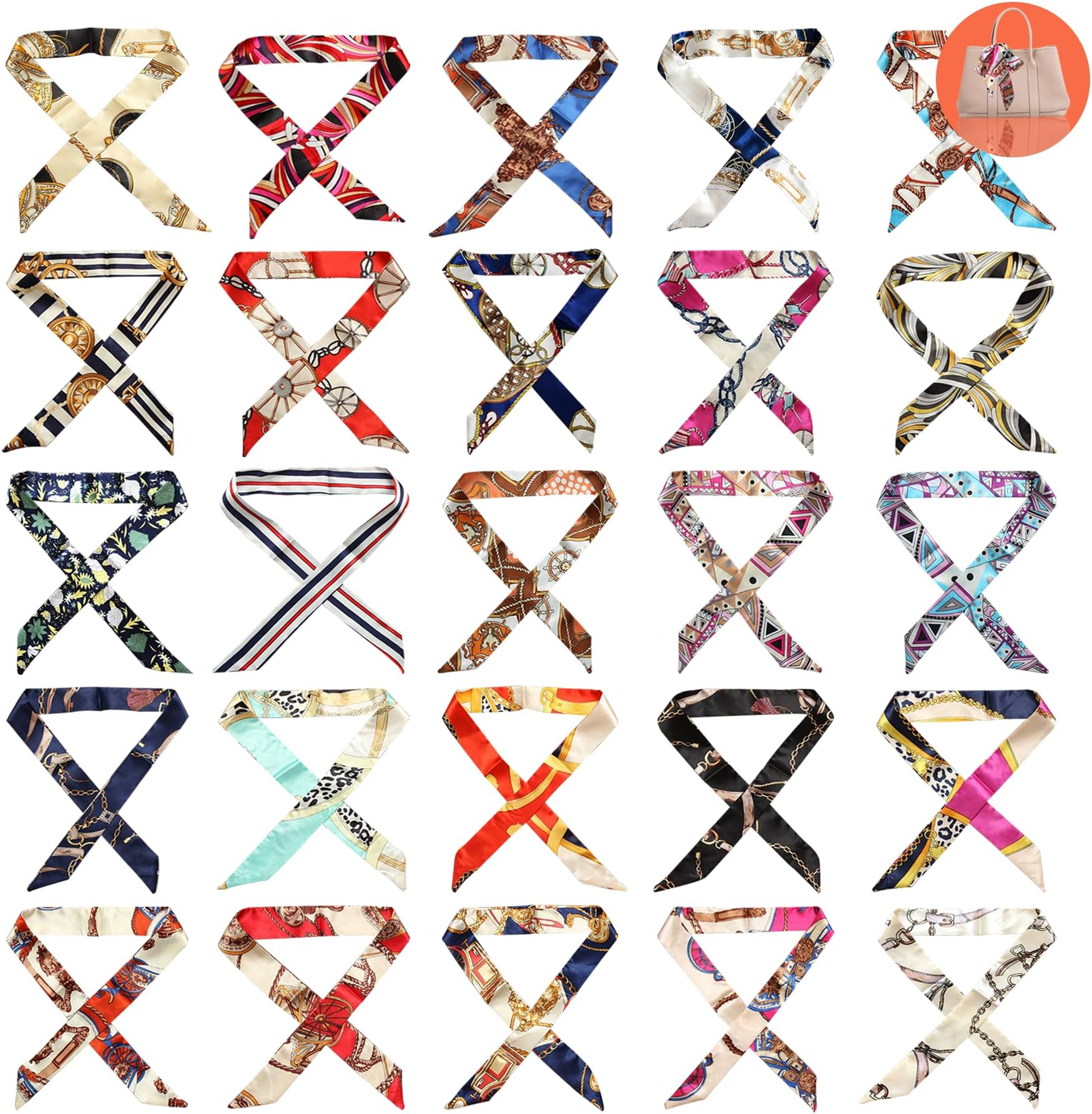 Hajoyful Neckerchief Scarf - Hairband Handbag Handle Ribbon Fashion Bag for Women Girls Decoration
