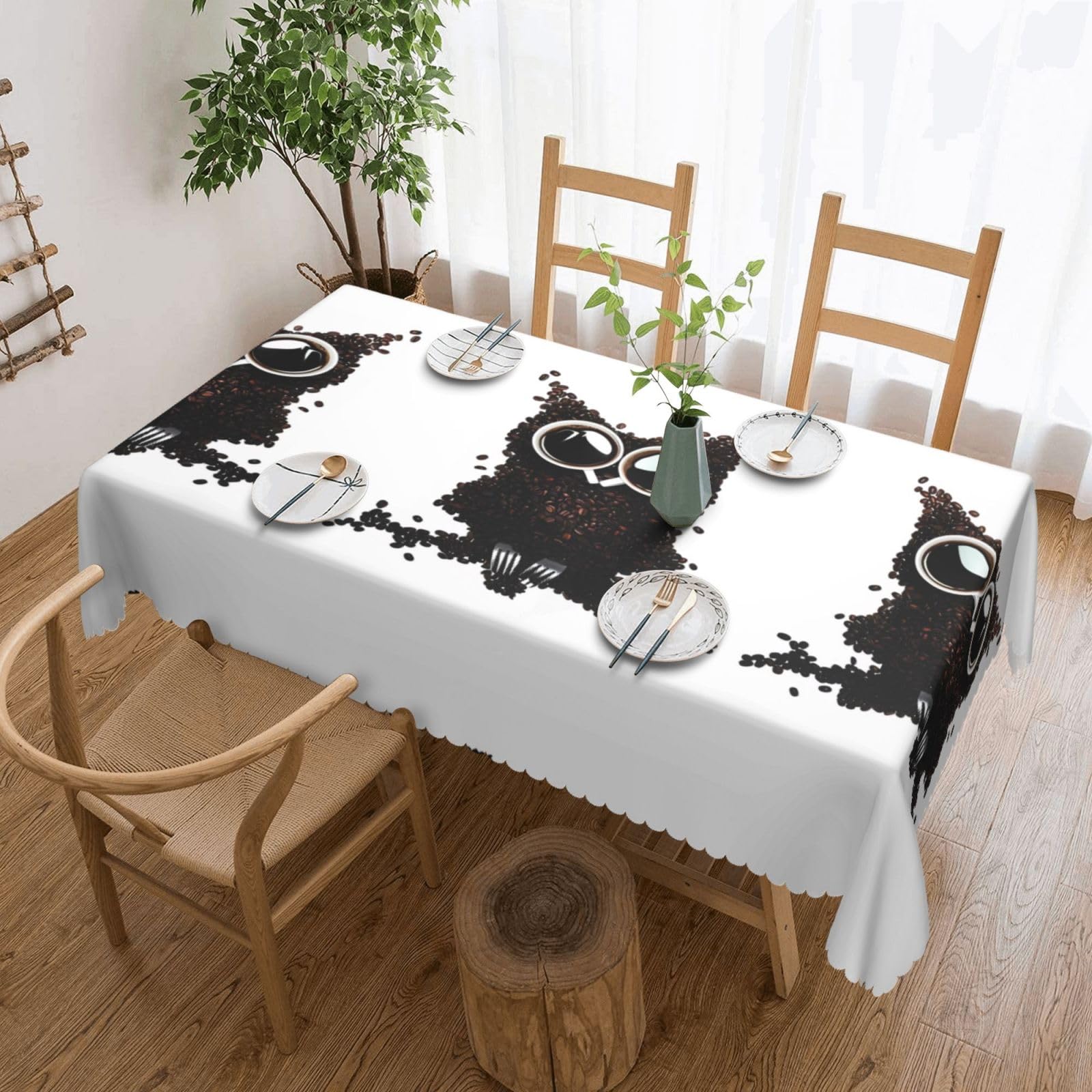 MROWYC coffee bean owl Printed tablecloths are suitable for hotels, picnics, and parties, and can effectively protect the tabletop