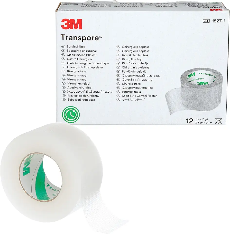 3M™ Transpore™ Surgical Tape 1527-1, 1 inch x 10 yard (2,5cm x 9,1m), 12 rolls/box