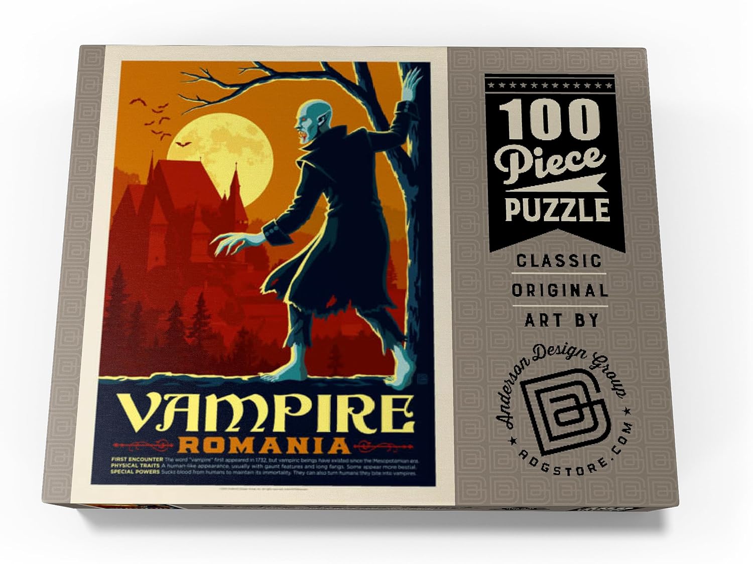 MyPuzzle Mythical Creatures: Vampire (Romania), Vintage Poster - Premium 100 Piece Jigsaw Puzzle for Adults