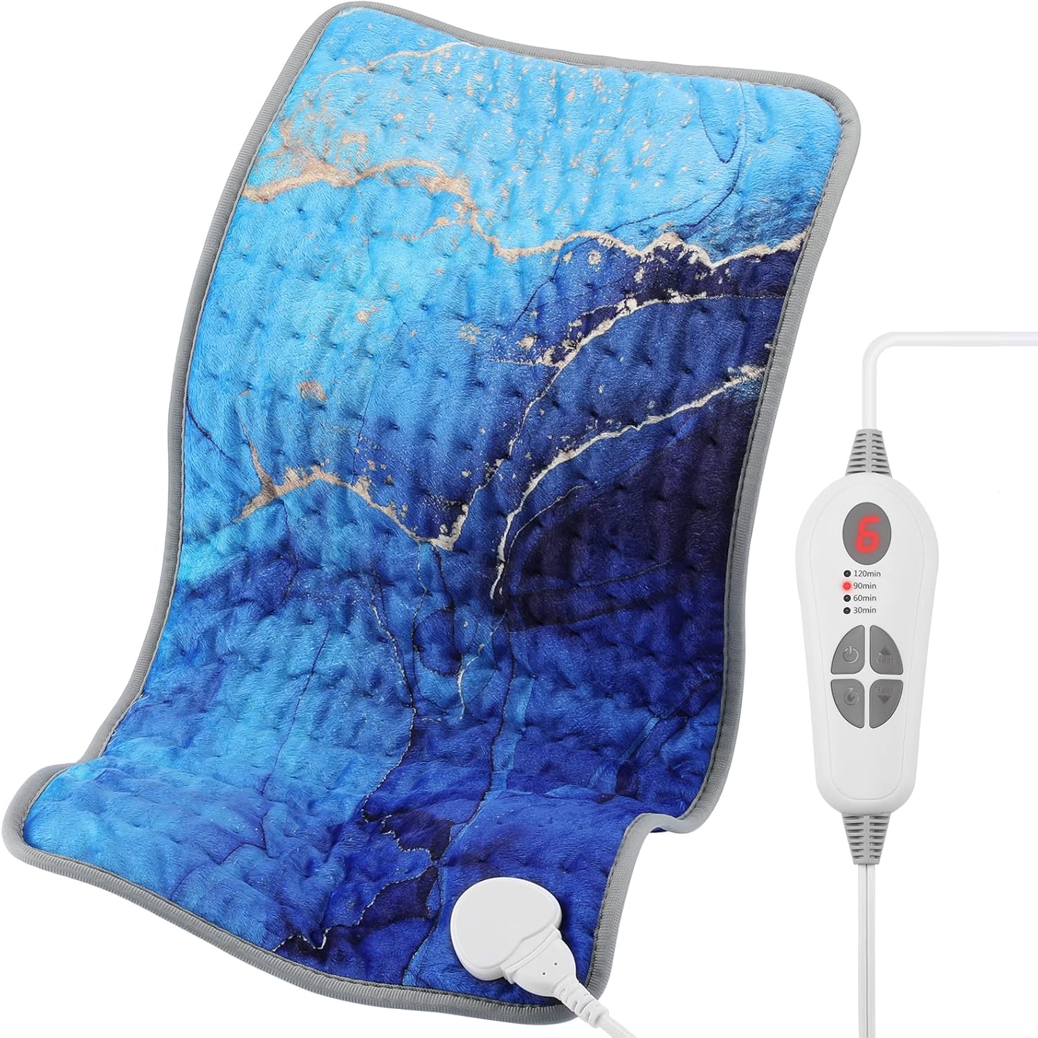 [2024 Upgrade] XL Heating Pad for Back/Shoulder/Neck/Knee/Leg Pain, Cramps and Arthritis Relief, 6 Fast Heating Settings, Auto-Off, Machine Washable, Moist Dry Heat Options, 12"x24" (Ocean)