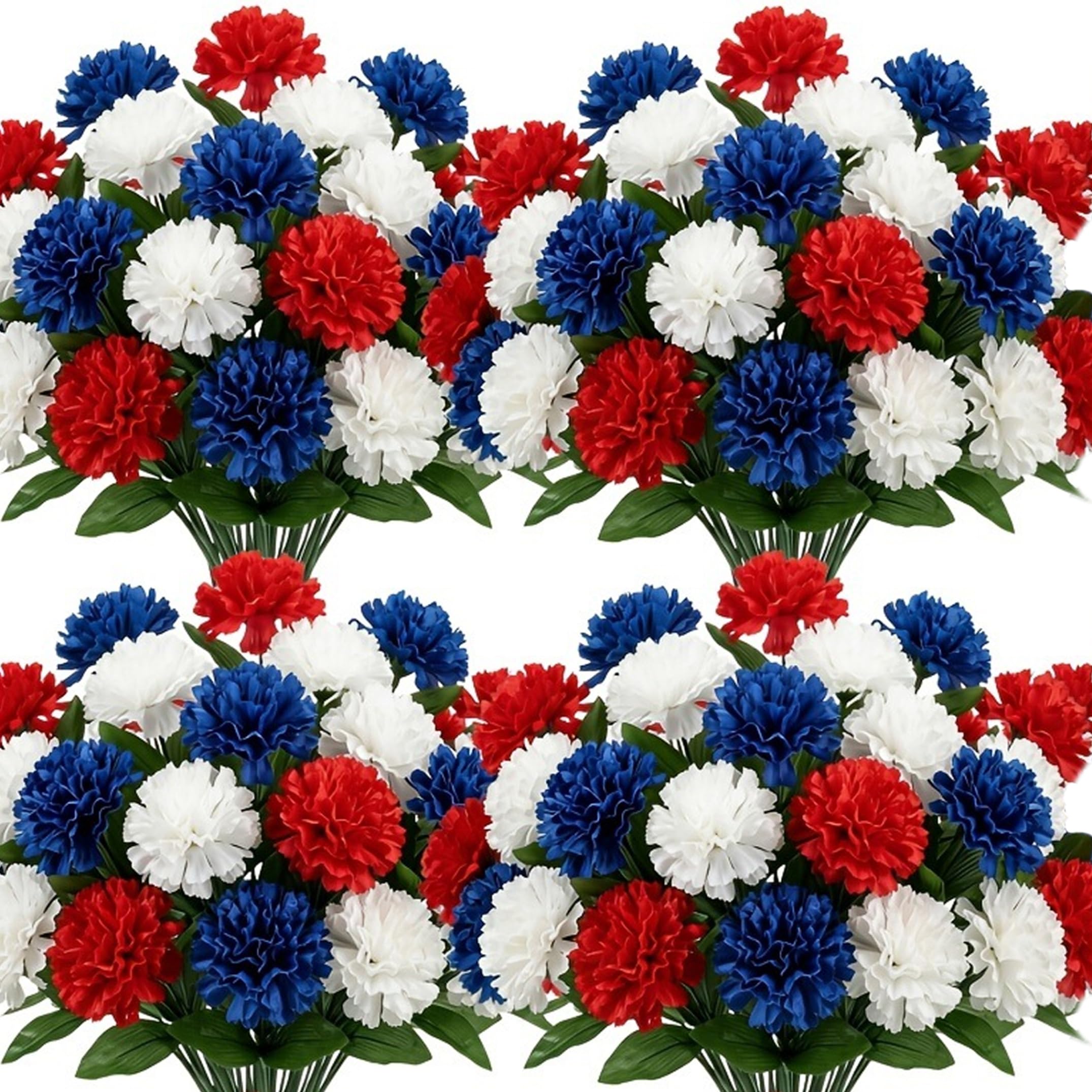 Ameble 12 Bundles Realistic Red White Blue Artificial Hydrangea Flowers for Indoor Outdoor Decor, Patriotic Home Centerpiece, Memorial Day Display